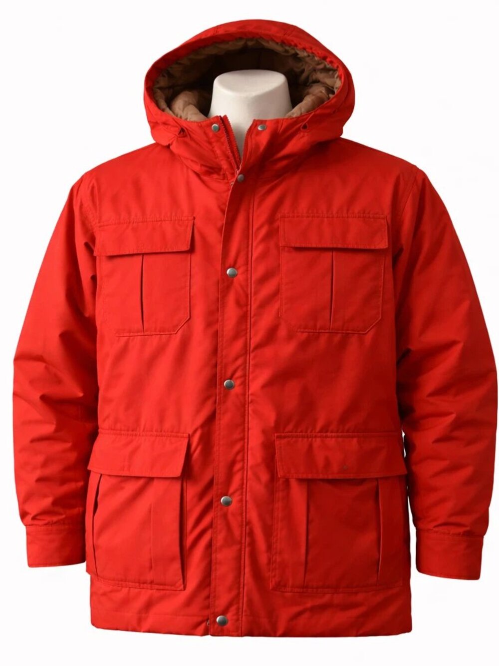 Vintage Eastern Mountain Down Parka Jacket Unisex XL Hooded Red Winter Insulated